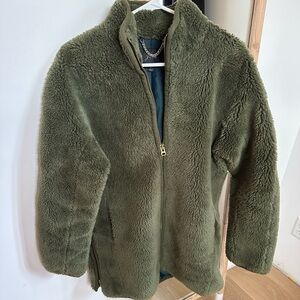 J crew Cozy Olive Green Fleece Jacket